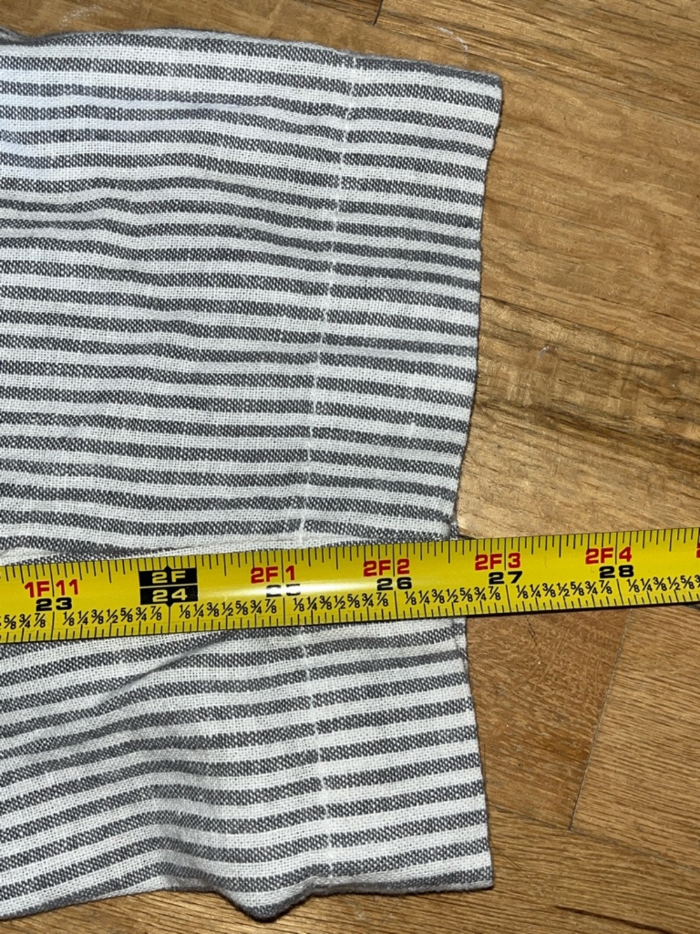 Old Navy Gray & White Striped Linen Blend High Rise Straight Ankle Pants - Picture 9 of 10